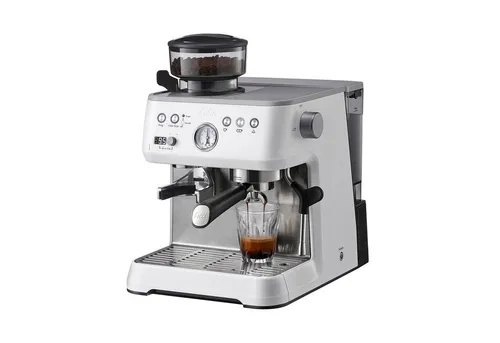 SOLIS OF SWITZERLAND Siebträgermaschine - Siebträgermaschine für Barista-Momente zu Hause mit ZERO STATIC™-Mahlwerk, 25 Mahlgradeinstellungen und 360°-Dampflanze für perfekten Milchschaum.