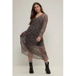 Studio Untold Jerseykleid Maxikleid A-Line Chiffon Minimal Blumen Langarm lila 50/52