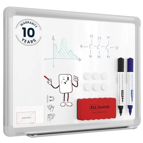 ALLboards EXPO Magnet-Whiteboard mit Aluminiumrahmen 40 x 30 cm beschreibbar und trocken abwischbar Wandtafel