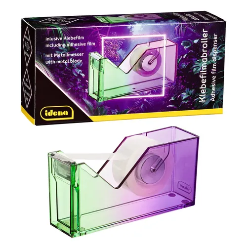 Idena Klebefilmabroller Bicolor inklusive 1 Klebefilm lila grün 126 x 36 x 62 mm