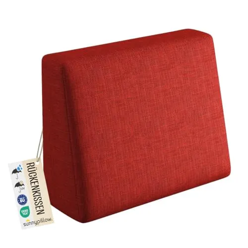 sunnypillow Palettenkissen Outdoor, wasserdicht, UV-lichtecht - Rückenkissen 60x40x20/10cm - Palettenauflage für Palettensofa für Haus und Garten - Palettenpolster für Palettenmöbel - Kissen Rot