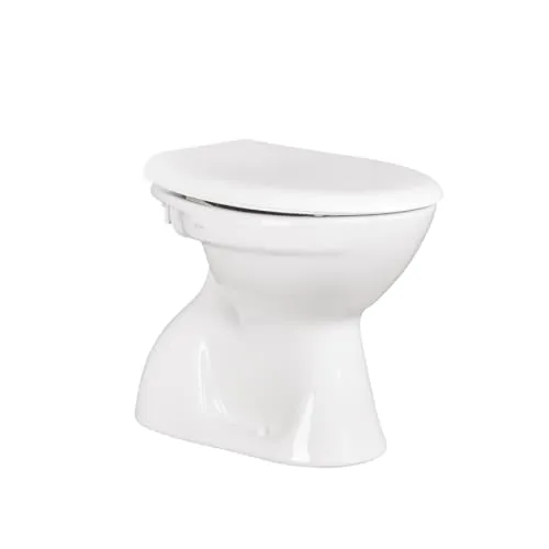 Belvit Stand WC Toilette mit Softclose Deckel - Stand-WC in hochwertiger Sanitärkeramik mit senkrechtem Bodenabgang und komfortablem Softclose-Deckel für leisen Schließmechanismus.