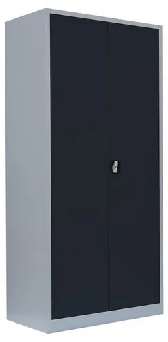 Stahl-Aktenschrank 195x92,5x60cm - Lichtgrau/Anthrazit - Büroschränke mit langlebiger Stahl-Konstruktion, abschließbar und flexibel nutzbar als Aktenschrank oder Regal, 4 höhenverstellbare Fachböden, ideal für Ordnung im Büro.