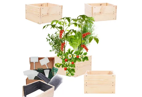 Modo24 Hochbeet ZP06, Kräuterbeet, Gartenbeet, Pflanzkasten, Blumenbeet, Gemüsegarten, für Garten und Terrasse, Kiefernholz Massivholz, viele Größen 3 Farben