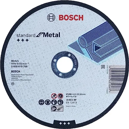 Bosch Professional 1x Standard for Metal Straight Cutting Trennscheibe (für Bleche, Stahl, Ø 180 x 1,6 x 22,23 mm, Zubehör Winkelschleifer)