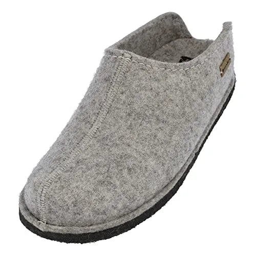 HAFLINGER Flair Smily Filzpantoffeln - Bequemer Hausschuh aus Wollfilz, Steingraumeliert, Gr. 42 - Hausschuhe aus atmungsaktivem Wollfilz für warme Füße und optimalen Tragekomfort. Rutschfeste Sohle garantiert sicheren Halt auf glatten Böden.