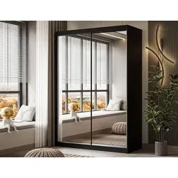 CAMARO III Schiebeschrank mit Spiegel 150 cm in schwarz von Lukmebel
