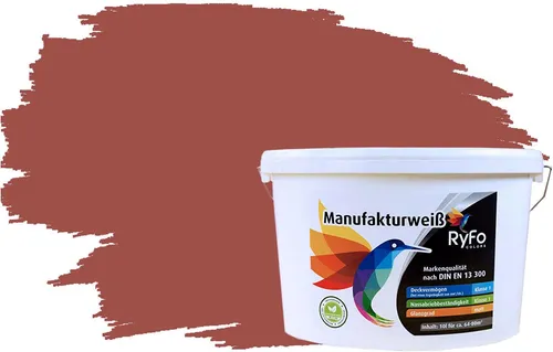 RyFo Colors Wand- und Deckenfarbe Manufakturweiß Rottöne, 1 L - Premium-Dispersionsfarbe für stilvolle Rottöne in Innenräumen. Hohe Deckkraft, atmungsaktiv und einfach zu verarbeiten. Ergiebigkeit von ca. 8 m² pro Liter.