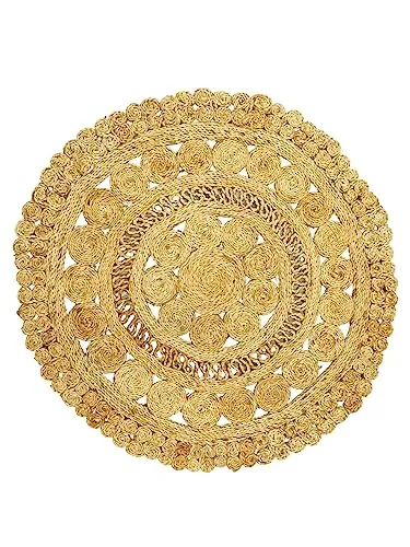 carpetfine Juteteppich Finn Rund Naturfarbe Beige Ø 90 cm handgewebt aus Jute | Moderner Naturteppich Uni im Boho - Style Teppich Rund für Wohnzimmer, Schlafzimmer und Küche