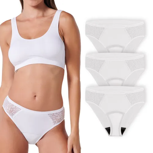 siegmund care Damen Perioden Slip – Eleganter Schutz - Der Damen Perioden Slip mit seitlicher Spitze bietet bis zu 60 ml Absorption für ein sicheres Tragegefühl. Waschbar, nachhaltig und atmungsaktiv – ideal für jeden Tag und Sport!