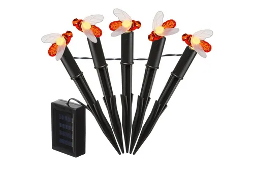 MARELIDA LED Solarleuchte LED Solar Lichterkette Bienen Beetstecker Gartenstecker Gartendeko, LED Classic, warmweiß (2100K bis 3000K)