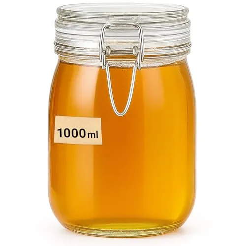 La Home by Chris Einmachglas mit Drahtbügel - Vorratsglas mit Deckel & Dichtung, geeignet zum Befüllen & Einmachen (1, 1000ml)