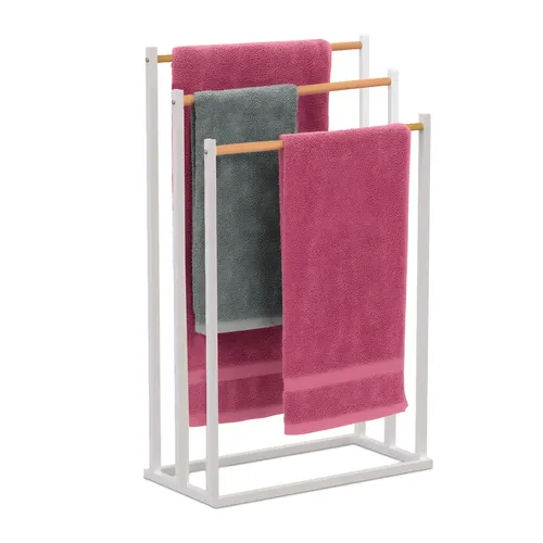 Relaxdays Handtuchständer aus Metall und Bambus