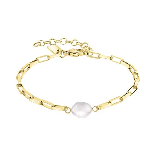 Liebeskind Berlin Edelstahl Armband mit Perle, 20 cm - Elegantes Armband aus Edelstahl mit IP Gold und Perle, ideal zum Kombinieren. Perfektes Geschenk für jede Frau zu besonderen Anlässen, in einer stilvollen Geschenkbox.