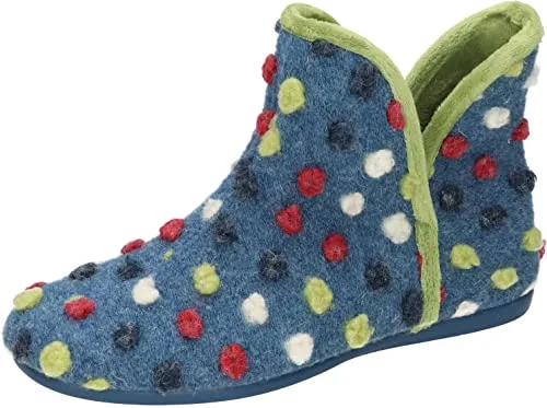 Manitu Damen 360002-05 Hausschuh, blau, 39 EU