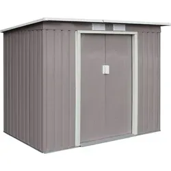 HATTORO Gartenhaus - Pultdach aus verzinktem Stahlblech - Gartenhäuser, robustes Design mit Doppelschiebetür und wetterfestem, hellgrauem Stahl für eine lange Lebensdauer.