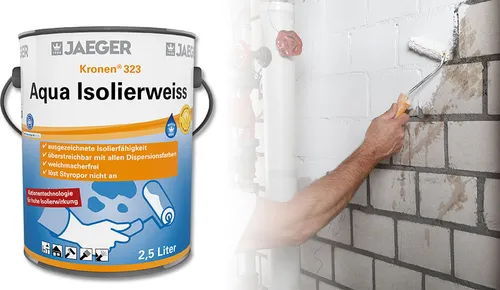 Jaeger Kronen® Aqua Isolierweiss 2,5l - Hochwertige Grundierung - Grundierung aus Deutschland, bietet hervorragenden Isolierungsschutz und sorgt für ein optimales Haftungsvermögen.