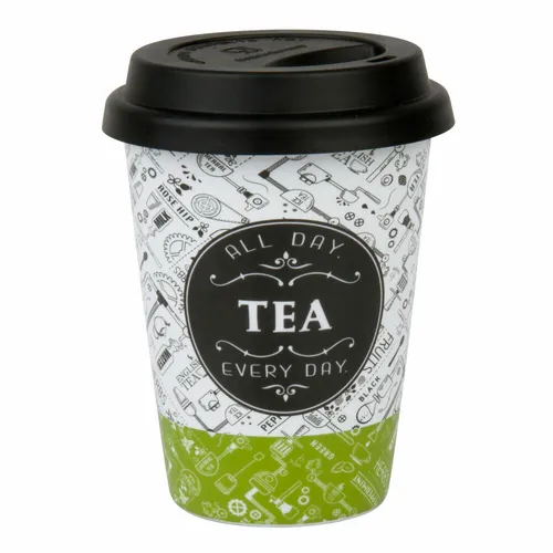 Könitz Tea Talk Coffee To Go Mug mit Deckel Becher Kaffeebecher Porzellan 380 ml