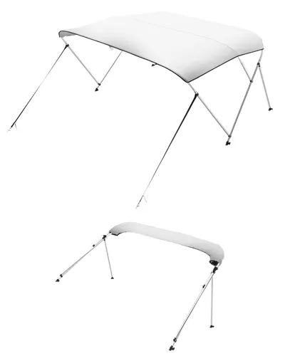 VEVOR Bimini Top Bootsverdeck - Hellgrau, 3 Bögen 201-213cm - Bollerwagen mit einem strapazierfähigen Sonnenverdeck, ideal für Schutz vor UV-Strahlen und Regen während Ihrer Bootstouren.