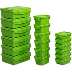 Betzold Aufbewahrungsboxen-Set 18-tlg. in Grün - Praktisches 18-teiliges Set aus farbenfrohen Aufbewahrungsboxen mit Deckel. Ideal für eine ordentliche und platzsparende Aufbewahrung von Kleinteilen und Büromaterial. Einfach zu öffnen und zu schließen dank Klick-Mechanismus.