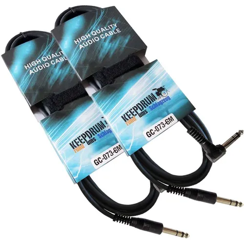 keepdrum GC-073 6m Stereo Audio-Kabel 6,3mm - 2 Stück - HiFi-Kabel, 6m lang mit Stereo-Signalübertragung, ideal für Studio, Live oder Heimgebrauch. Mit Abknickschutz für langlebige Nutzung.
