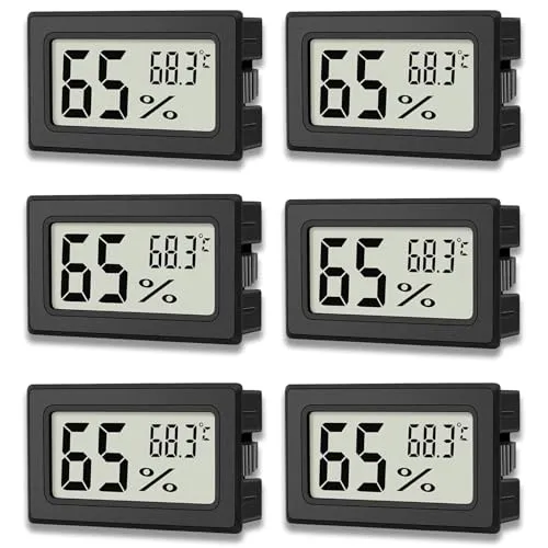 zoerbufan 6 Stück Thermometer Hygrometer, Digital Mini Luftfeuchtigkeitsmesser mit LCD, Temperature Humidity Meter Indoor für Babyzimmer,Schlafzimmer und Weinkeller - inkl. Batterien