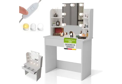 Juskys Schminktisch Zoey mit LED-Beleuchtung von Juskys