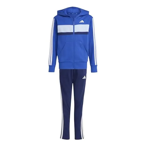 adidas Sportswear Trainingsanzug J 3S TIB FL TS (2-tlg) blau 128 EU - Trainingsbekleidung in Royal Blue, ideal für sportliche Aktivitäten; komfortable Passform aus 70% Baumwolle für besten Tragekomfort.
