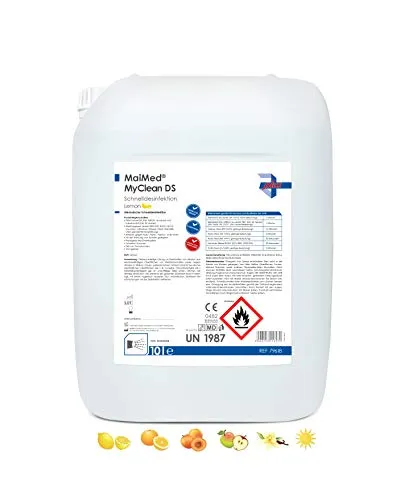 MaiMed MyClean DS Lemon - 10L Schnelldesinfektion - Desinfektionslösungen für Oberflächen, schnelle Wirkung mit Alkohol und erfrischendem Zitronenduft, ideal für hygienische Reinigung im gewerblichen Einsatz.