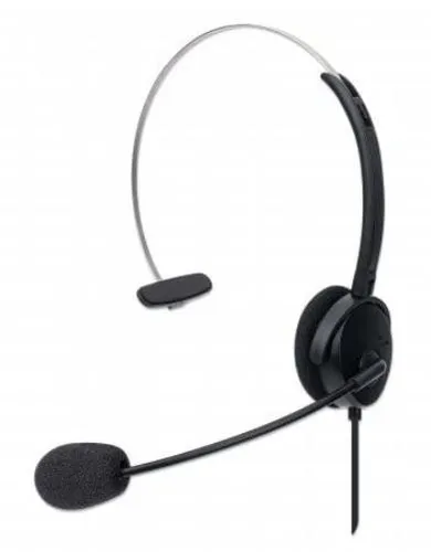 Manhattan Mono On-Ear Headset (USB), Microphone Boom (padded), Adjustable Headba