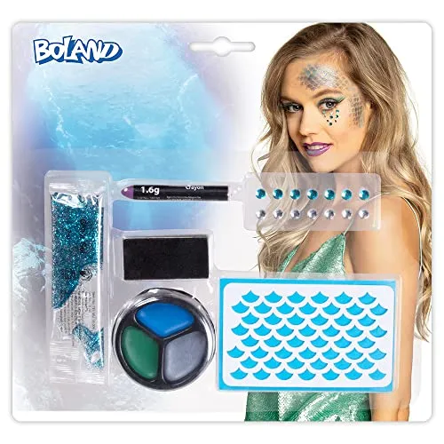 Boland 45067 - Schminkset Meerjungfrau, mehrteiliges Make-Up Set für Karneval oder Halloween, Schminke für Faschingskostüme