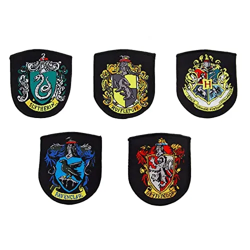 Cinereplicas Harry Potter - Aufnäher Hogwarts Häuser Wappen (Satz von 5) - Offizielle Lizenz