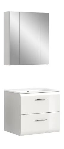 xonox.home Badezimmerkombination Ice 60 cm – Modern & Pflegeleicht - Komplettprogramm für Badezimmer: 2 tlg. Badkombination Ice mit Waschtisch und Spiegelschrank, bietet viel Stauraum und ist pflegeleicht – ideal für ein modernes Bad.