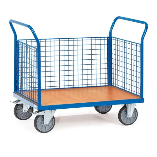 Fetra Dreiwandwagen 600 kg Traglast - Transportroller mit 600 kg Tragkraft, ideal für sicheren und effizienten innerbetrieblichen Transport. Aus pulverbeschichtetem Stahl, mit leichten TPE-Rollen für geräuscharmen Lauf.