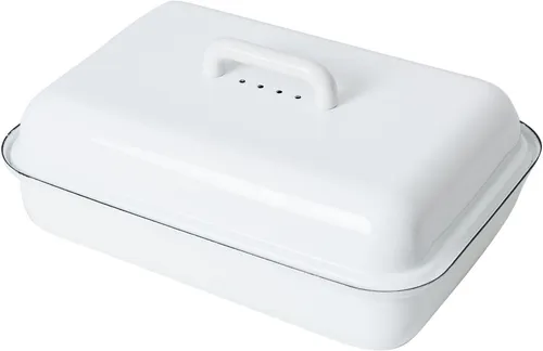 Riess Emaille Brotdose Brotkasten mit Deckel, weiß 37/26 cm in weiß von Riess