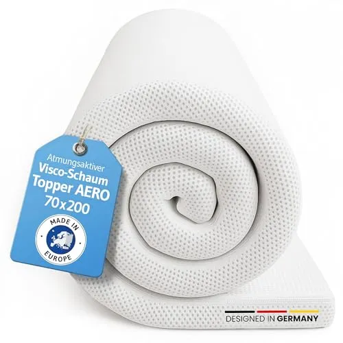 AERO Matratzentopper 70x200cm – Innovationspreis Ergonomie 2025 - Orthopädische Matratzen-Auflage aus Memory Foam, atmungsaktiver Mesh-Bezug für optimale Druckentlastung und gesunden Schlaf – Öko-Tex® zertifiziert.