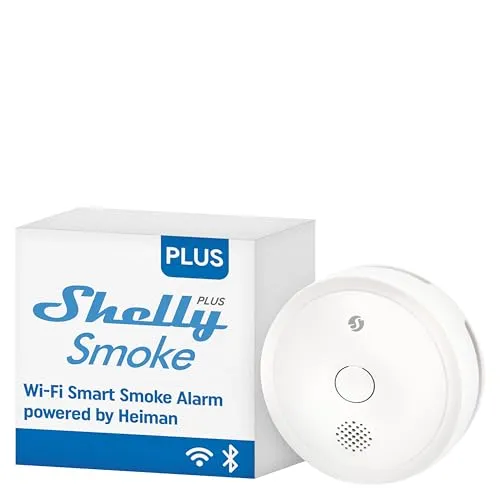 SHELLY WLAN Rauchmelder Plus Smoke - kabelloser Rauchmelder mit 5 Jahren Batterielebensdauer, sorgt für Sicherheit von Familie und Haustieren