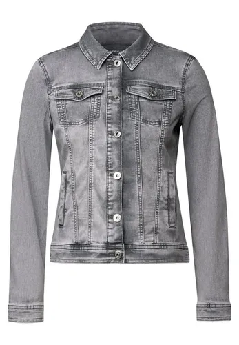 CECIL Damen B212454 Jeansjacke, mid Grey Used wash, XS - Funktionsjacke mit Brusttaschen und Hemdkragen, aus bequemem Baumwollmix mit Stretchanteil für optimale Bewegungsfreiheit.