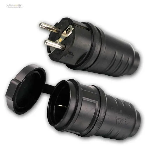 Schutzkontakt-Gummi-Kupplung & Gummi-Stecker für Außen 250V/16A, IP44, Paar