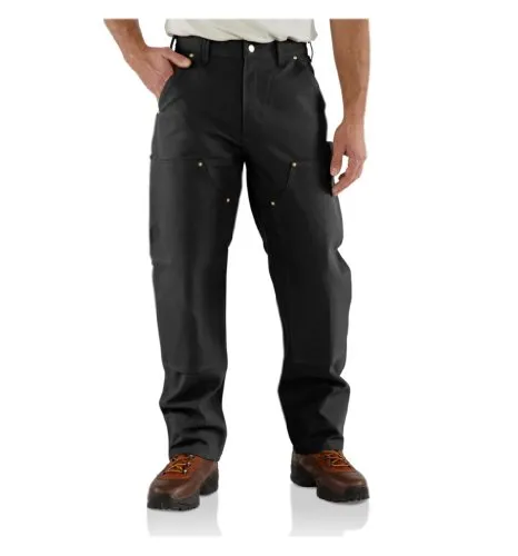 Carhartt Arbeitshosen Duck Double Front Logg B01, schwarz, W46L30 - Wanderhosen mit großzügiger Passform und viel Bewegungsspielraum, ideal für Handwerker mit praktischen Taschen für Werkzeuge und Zubehör.