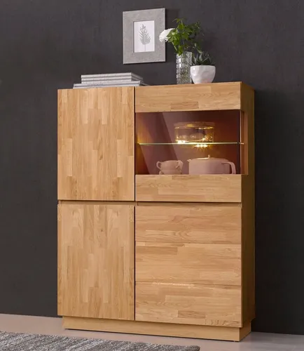 Home affaire Highboard Laima, Vitrine, Höhe 120 cm, teilmassiv, FSC®-zertifiziert
