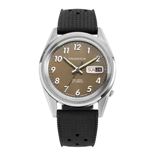 Praesidus REC SPEC KHAKI Automatik Stahl Schwarz Braun Silikon Herren Uhr