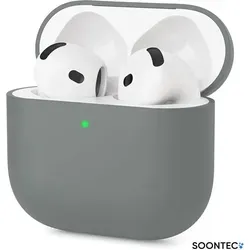 SOONTEC Hülle für AirPods 4 Generation Case Silikon Schutzhülle Kopfhörer Etui Slim Cover in grau - Grau