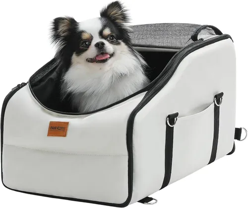 Purpurra 3-in-1-Haustierrucksack, Haustier-Autobett, für kleine Hunde, Katzen; Haustiertragetasche, weiß