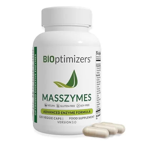 BiOptimizers Masszymes | Verdauungsenzym-Ergänzung Für Eine Bessere Absorption | Linderung Von Blähungen, Verstopfung Und Gasen | Enthält Lipase, Amylase Und Bromelain | 120 Kapseln