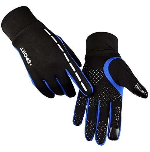 AFIT Winterhandschuhe Winddicht Vollfinger Touchscreen Handschuhe Warme Handschuhe Anti-Rutsch Sporthandschuhe Wasserdicht Fahrradhandschuhe Laufhandschuhe, Klettern für Herren Damen (Blau, L)