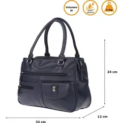 Christian Wippermann große Damen Umhängetasche in Leder Optik (Navy) - Damen-Schultertaschen in eleganter Leder Optik, mit drei großen Hauptfächern und individuell einstellbarem Trageriemen für optimalen Tragekomfort.