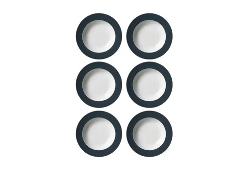Ritzenhoff & Breker DOPPIO Suppenteller 22 cm - 6er Set in Anthrazit - Teller: 6er Set Suppenteller aus hochwertigem Porzellan, spülmaschinengeeignet und mit farbigem Dekor für ein stilvolles Esszimmer.