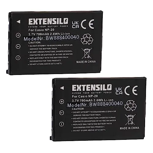 EXTENSILO 2X Akku kompatibel mit Casio Exilim EX-Z8, EX-Z60, EX-Z77, EX-Z770, EX-Z65, EX-Z70, EX-Z75 Kamera (700 mAh, 3,7 V, Li-Ion)