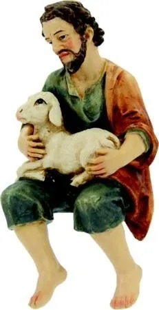 Hirte m. Schaf, sitzend f. 11cm Figuren